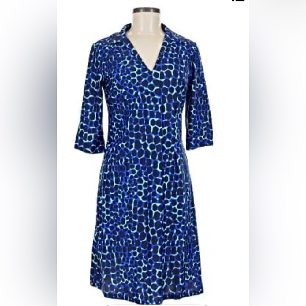 Jude Connally Teal and Navy Patterned Dress